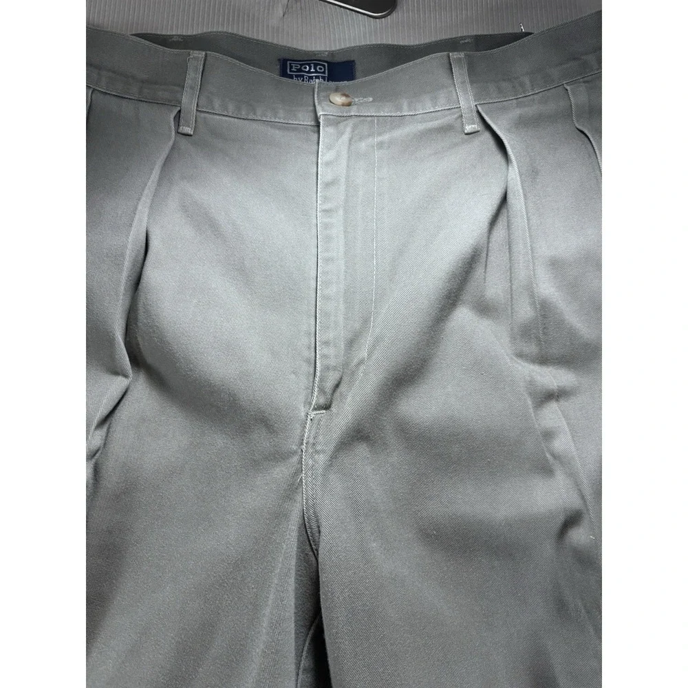 Vtg Polo‎ Ralph Lauren Men's Chino Khaki Pants Pleated 35X32 Preppy Designer